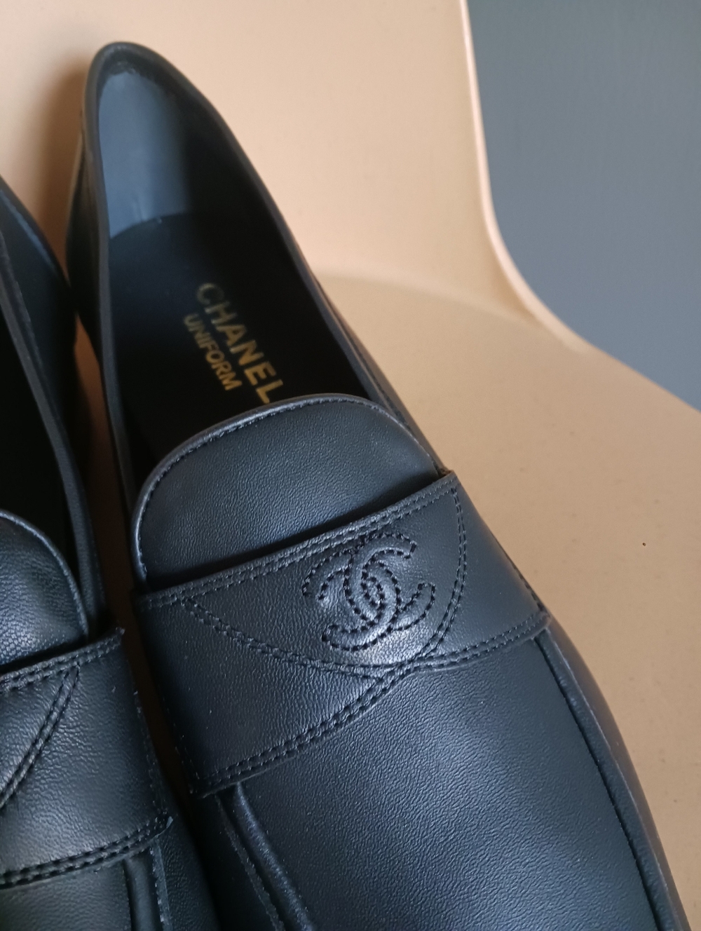 Chanel Uniform Black Leatger Loafers Size 46C,new Never Used - Picture 7 of 16